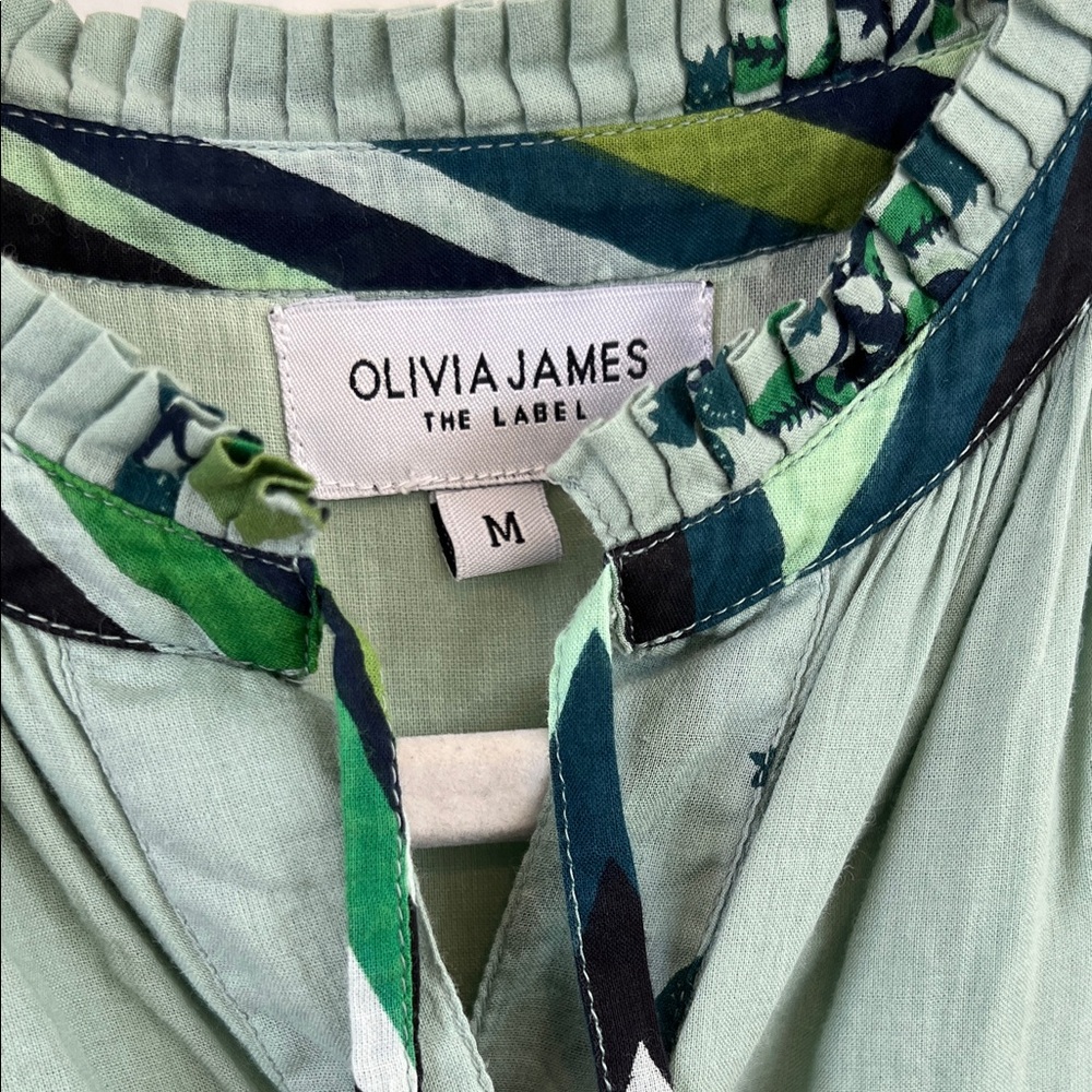 Sage Green Floral Button-Front Tiered Midi Dress - Picture 3 of 6